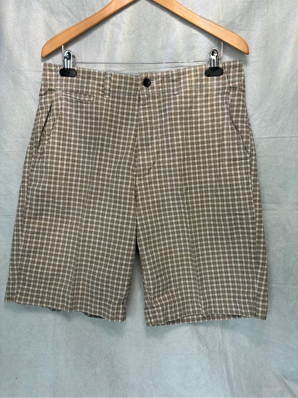 Chaps Brown Check Flat-Front Men's Shorts
